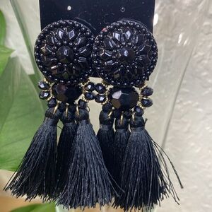 Elegant Black Tassel Earrings